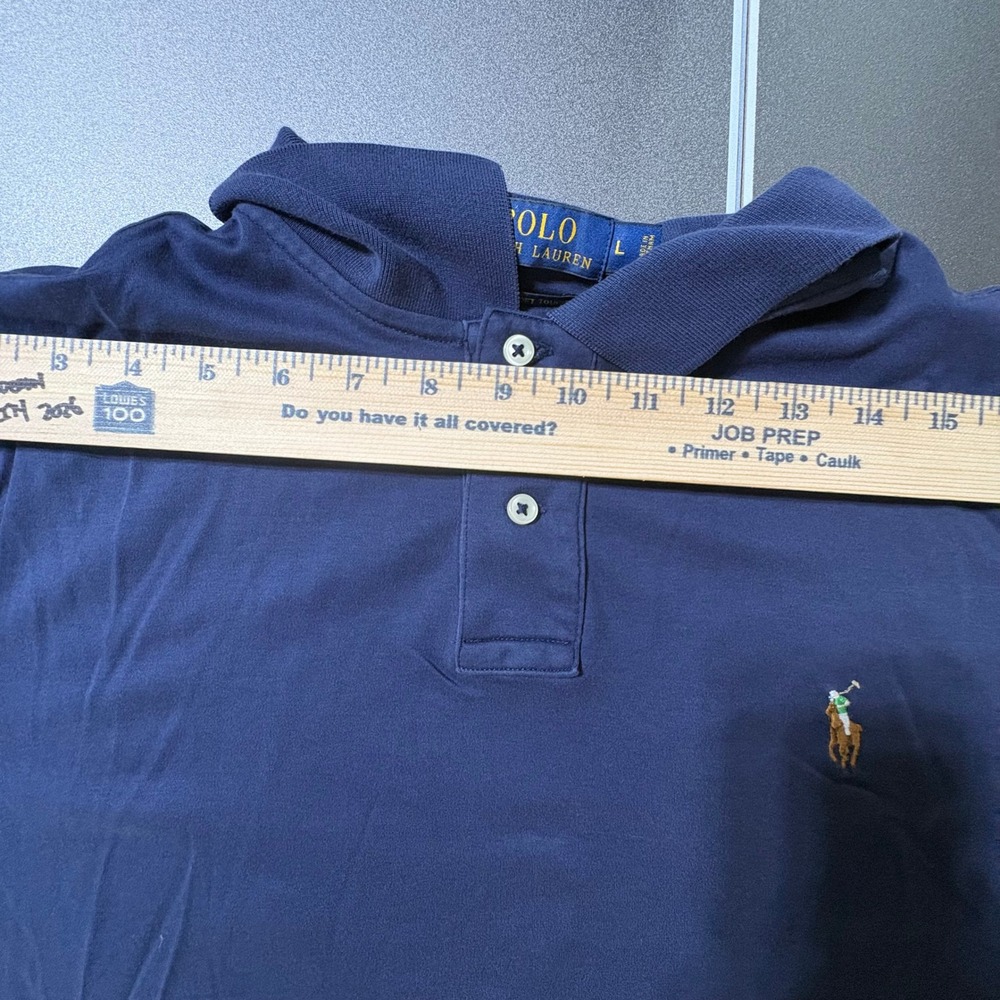 Polo Ralph Lauren Pima Soft Touch Polo Shirt Mens Large Navy Blue Pima Cotton - Picture 9 of 13